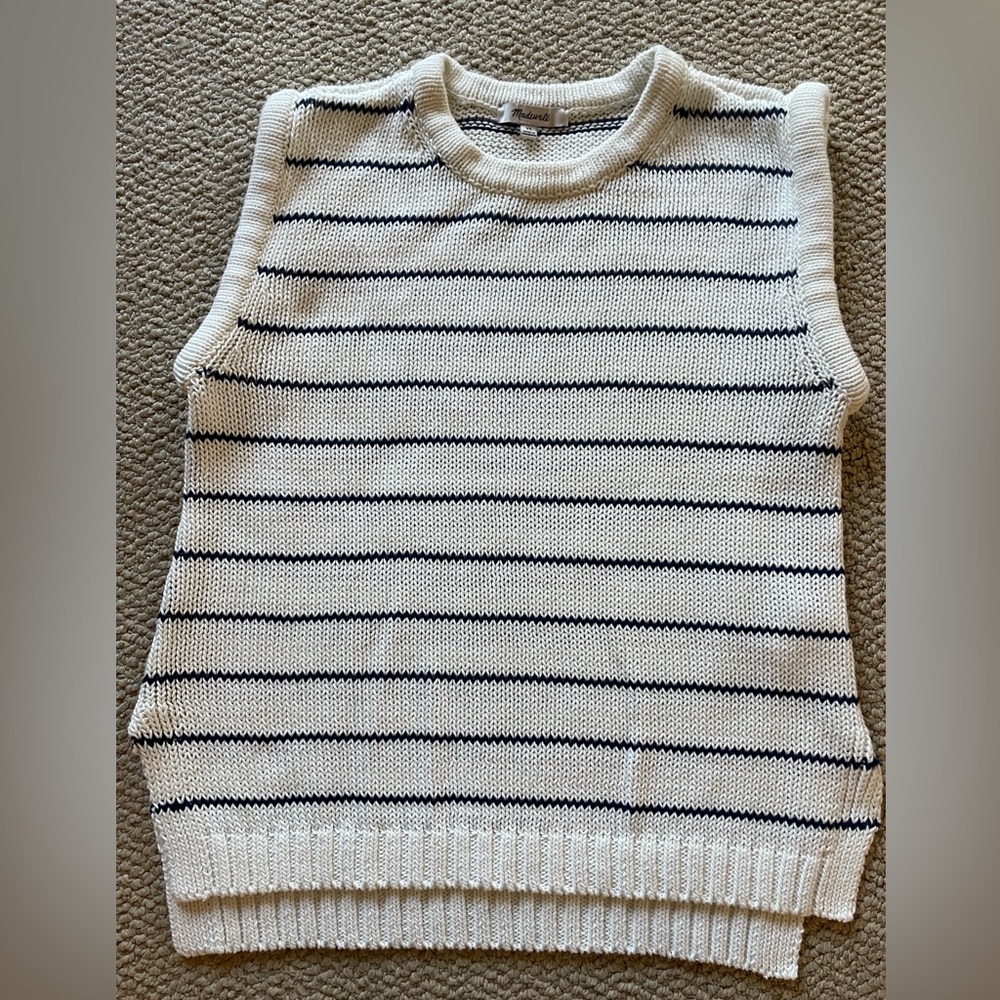 Puff trim sweater vest in stripe from Madewell